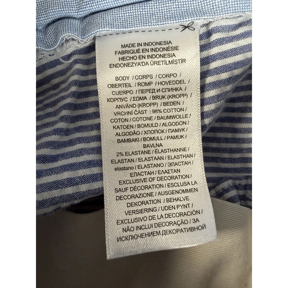 Polo Ralph Lauren Chino Shorts Mens 35 Blue Seersucker Blend Stretch Classic Fit